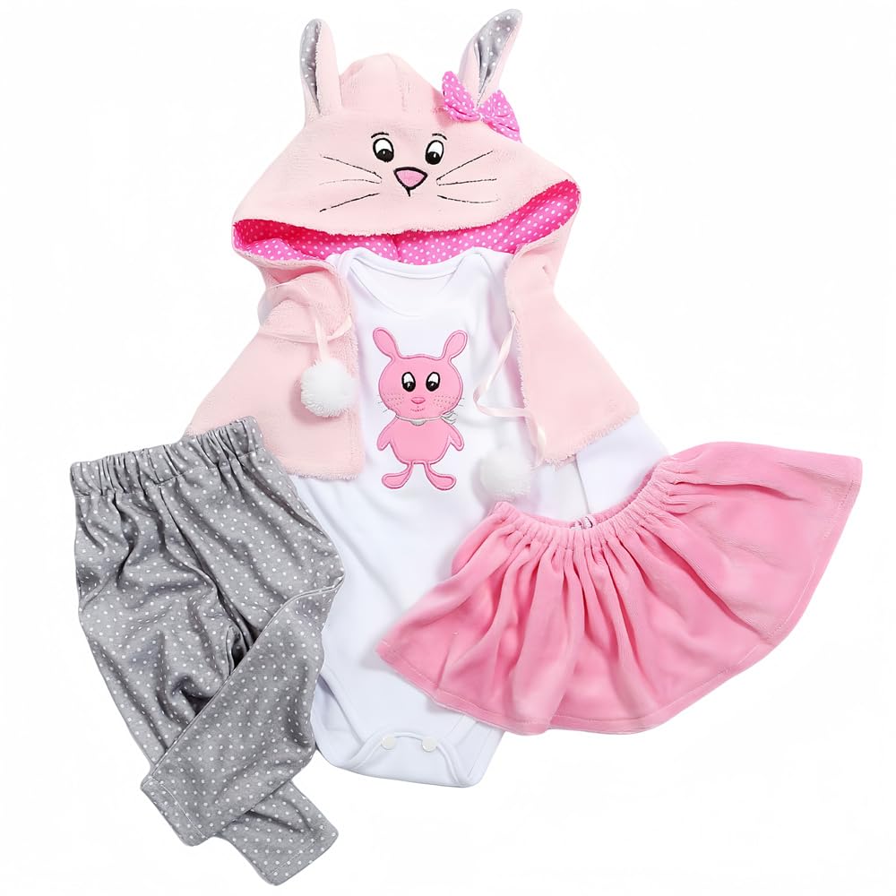 Conjunto De Roupas Para Reborn Baby Doll Girl De 19 A 24 Polegadas Com Coelho
