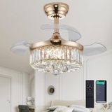 Ventilador De Teto Chandelier Dumaiway 30 Golden Com Cristal Claro