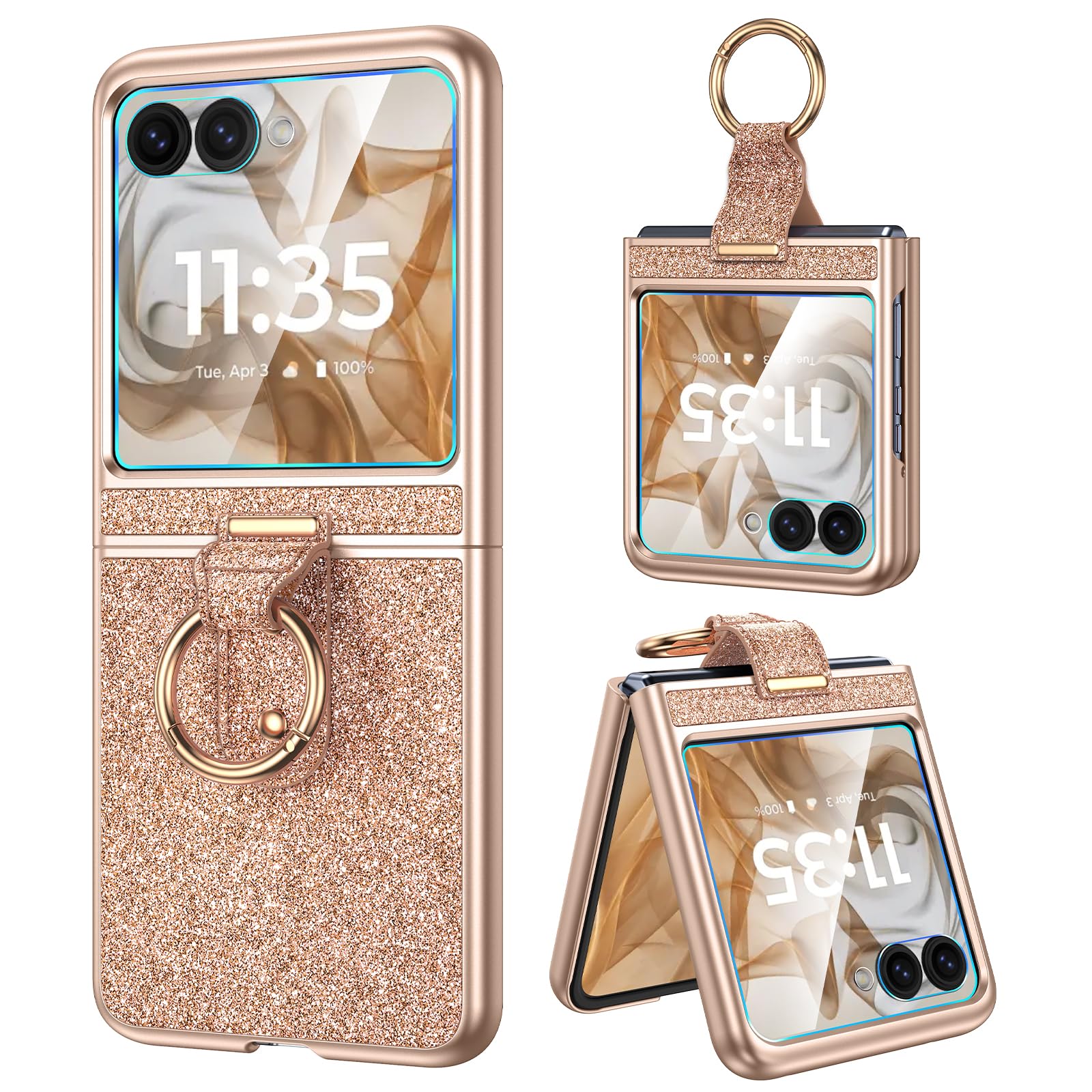 Capa De Telefone Caka Bling Para Motorola Razr 2024/2025 Em Ouro Rosa