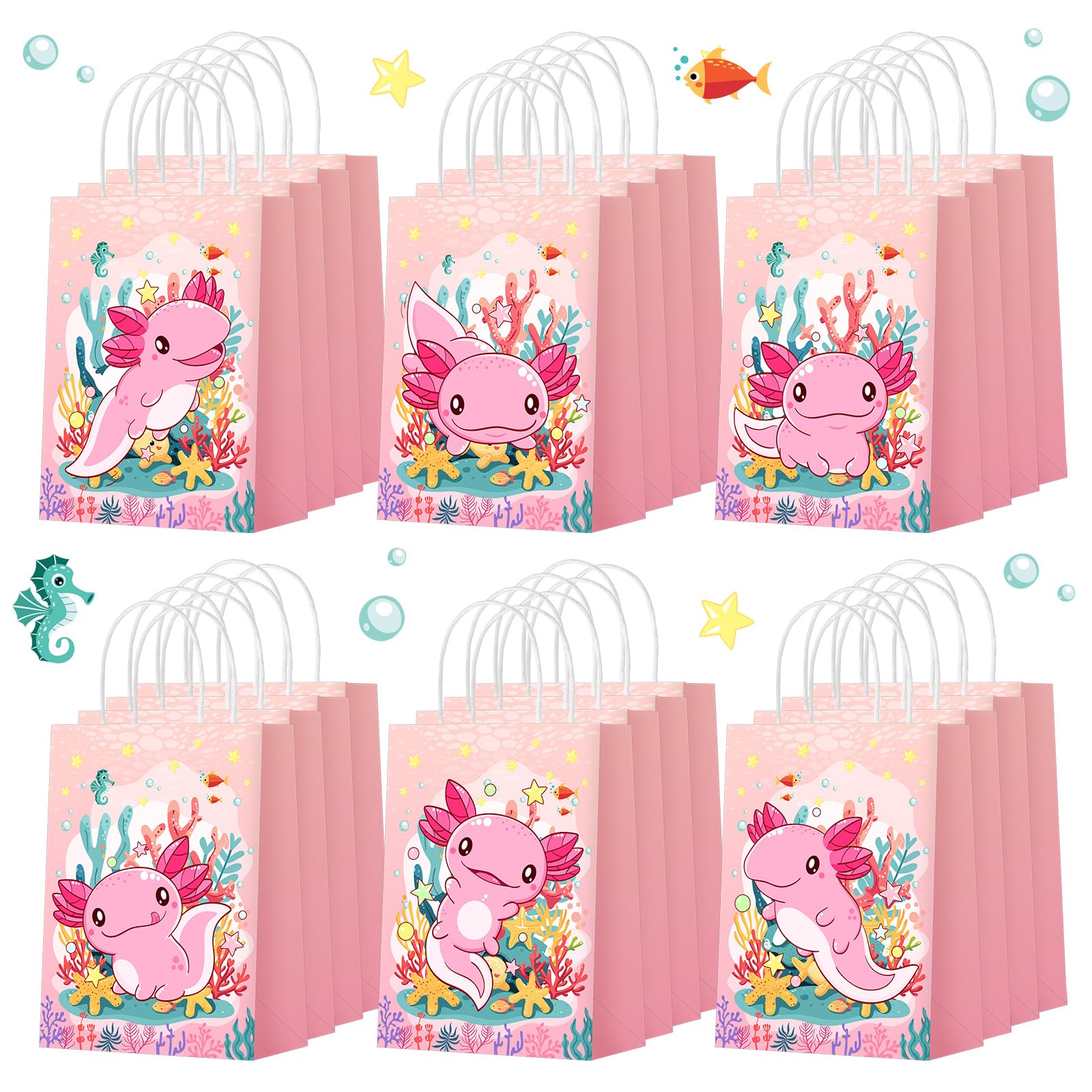 Sacos De Papel Para Presente Kolldenn Axolotl Party Favors 24 Unidades