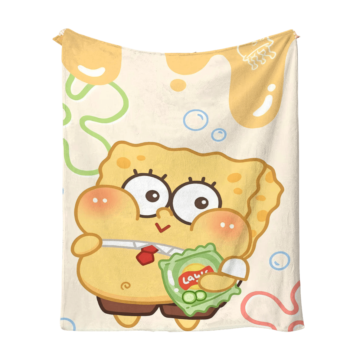 Cobertor De Flanela Com Padrão Digital Macio Bob Esponja 300g