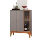 Aparador Bar Buffet Veneza 2 Portas Com Adega Interna Fendi Metalic/cinamomo