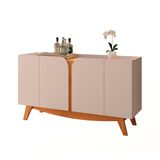 Aparador Buffet Cerrado Sala De Estar Com 4 Portas Off White/matte