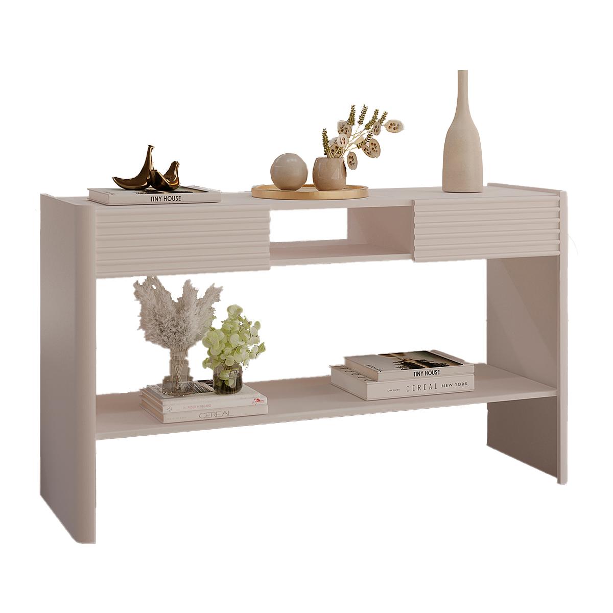 Aparador Buffet Bossa Sala De Estar Com 2 Gavetas Off White