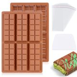 Molde De Barra De Chocolate Kashme Deep Dubai, Silicone Recheado, 2 Peças