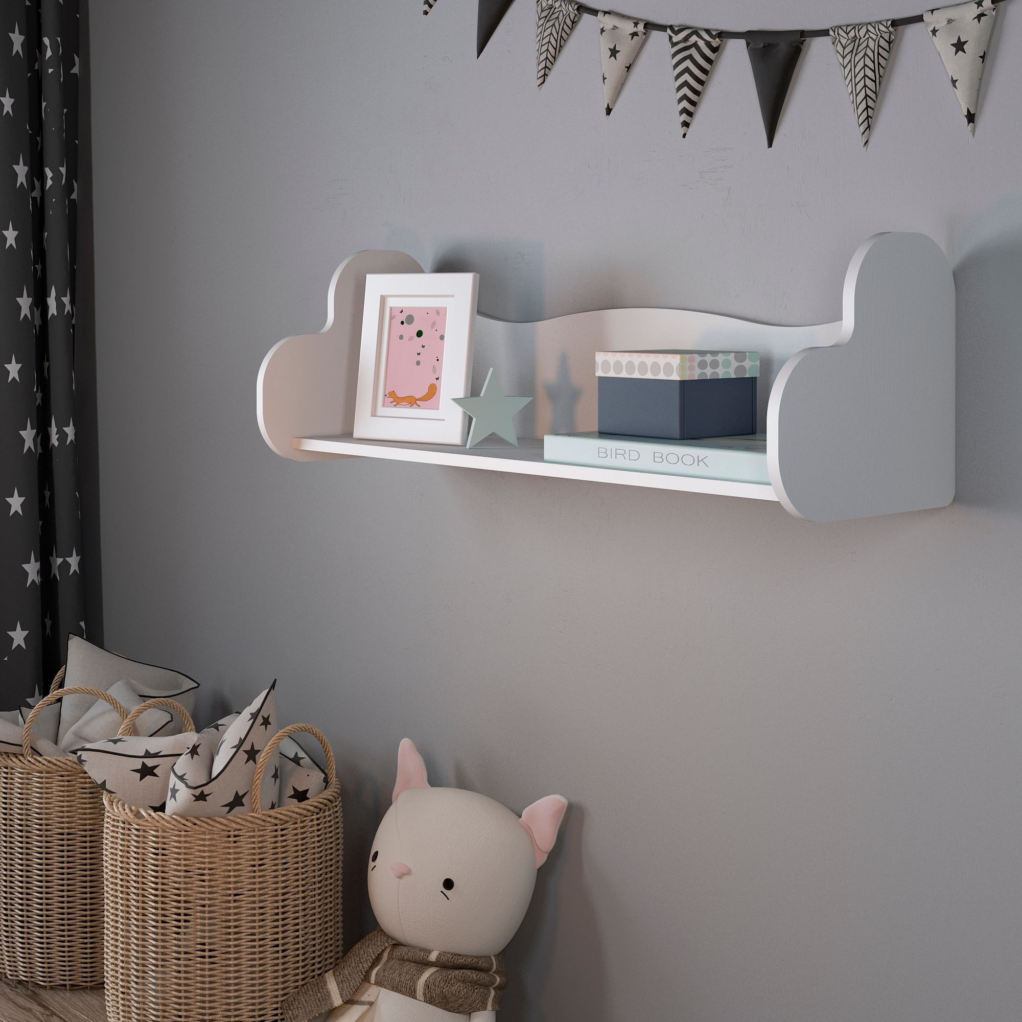 Prateleira De Parede 93 Cm Formato Coração Love Branco