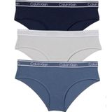 Roupa Íntima Hipster Feminina Calvin Klein, Pacote Com 3 Unidades, Azul