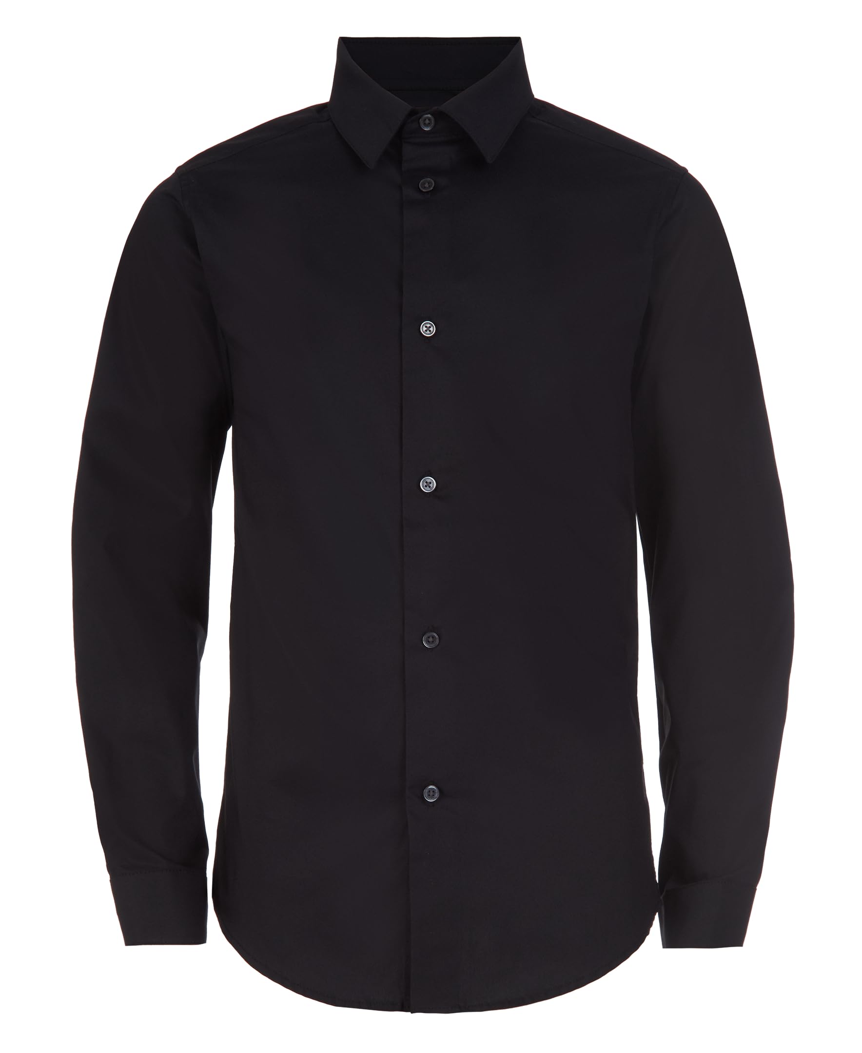 Camisa Masculina Calvin Klein, Manga Comprida, Justa, Preta, 12 Husky