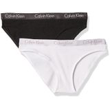 Calcinha Calvin Klein Motive, Biquíni De Algodão, Carvão/branca, Feminina