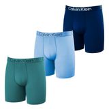 Cuecas Boxer Masculinas Calvin Klein, Absorventes De Umidade, Pacote Com 3