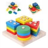 Brinquedo De Encaixe Educativo Formas Geométricas Montessori 16 Peças