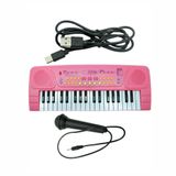 Teclado Eletrônico Com Microfone Mini 37 Teclas Rosa Brinquedo