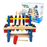 Brinquedo Educativo Bancada Ferramentas Madeira Montessori Com 41 Peças