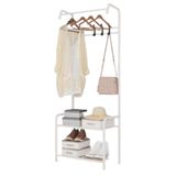 Arara Cabideiro Organizador De Roupas Casaco Bolsa Multiuso Quarto Closet Loja Roupeiro Duplo Com Sapateira Branco