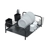 Escorredor De Louças Tubular Com Bandeja E Porta Talheres Plástico - Stolf Preto