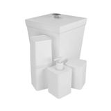 Kit Banheiro 4 Peças Lixeira Dispenser Porta Escova E Porta Algodão - Stolf Branco