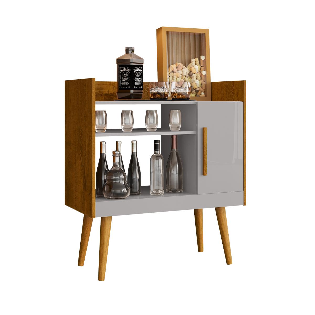 Aparador Balcão Café Ii Com 1 Porta Pés Palito Naturale/off White