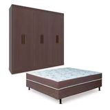 Guarda-roupa Casal Bartira Ville Com 6 Portas E 2 Gavetas + Cama Box Conjugada Casal Umaflex New Florença Com Molas Ensacadas 55x138x188cm