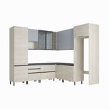 Cozinha Bartira Cristal Com 14 Portas, 3 Gavetas, 13 Prateleiras E Nicho Para Micro-ondas - 301,8cm De Largura