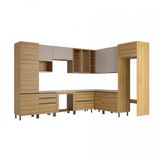 Cozinha Bartira Cristal Com 15 Portas, 3 Gavetas, 13 Prateleiras E Nicho Para Forno E Micro-ondas - 762,8cm De Largura
