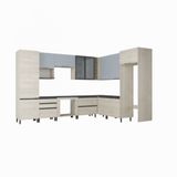 Cozinha Bartira Cristal Com 15 Portas, 3 Gavetas, 13 Prateleiras E Nicho Para Forno E Micro-ondas - 762,8cm De Largura