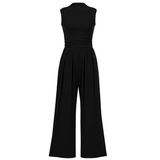 Macacão Feminino Prettygarden, De Verão, Sem Mangas, Pernas Largas, Preto