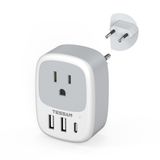Adaptador De Tomada De Viagem Tessan Europe Power Outlet Com 3 Portas Usb