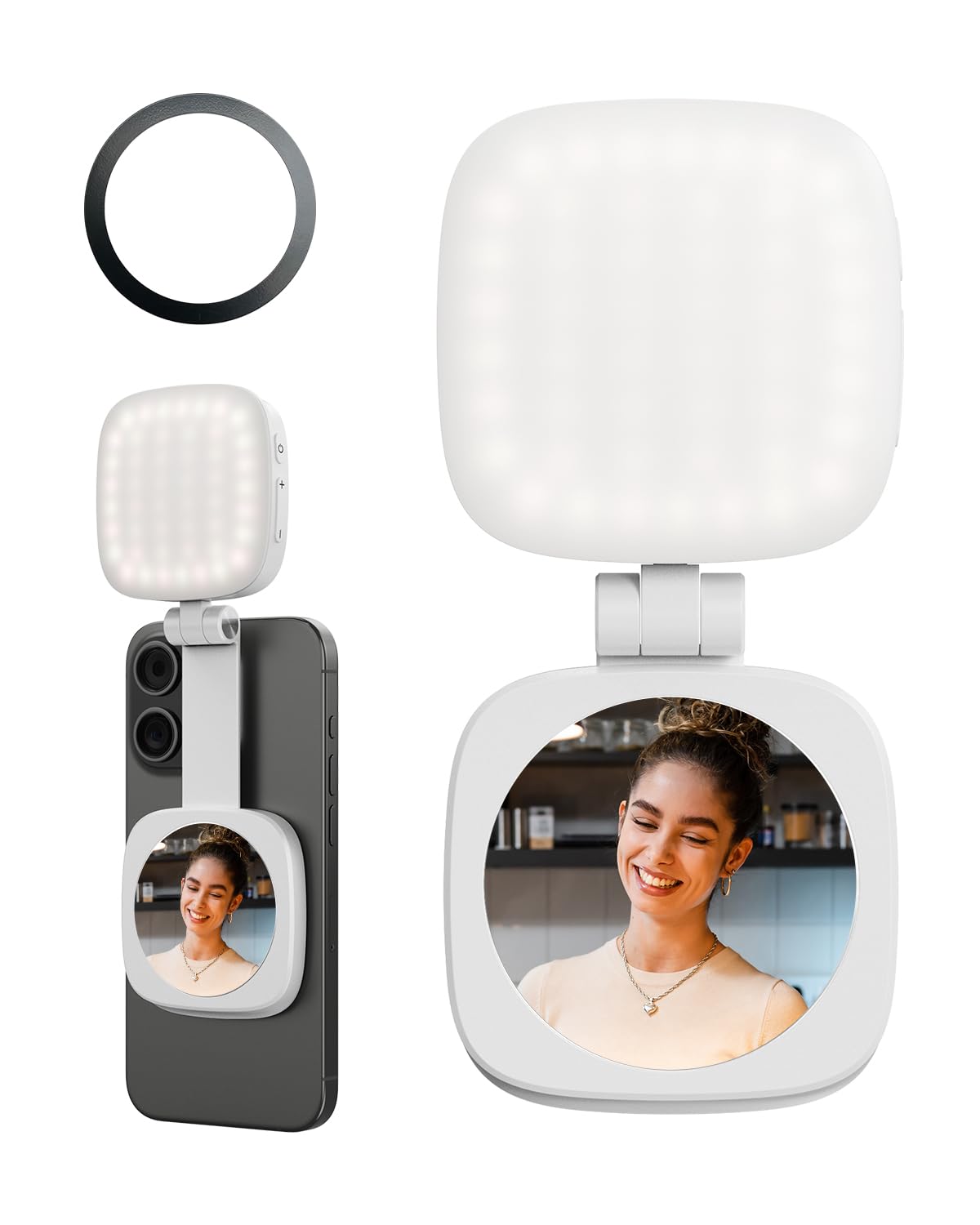 Luz De Selfie Smallrig Magnetic Para Iphone Com Espelho Branco