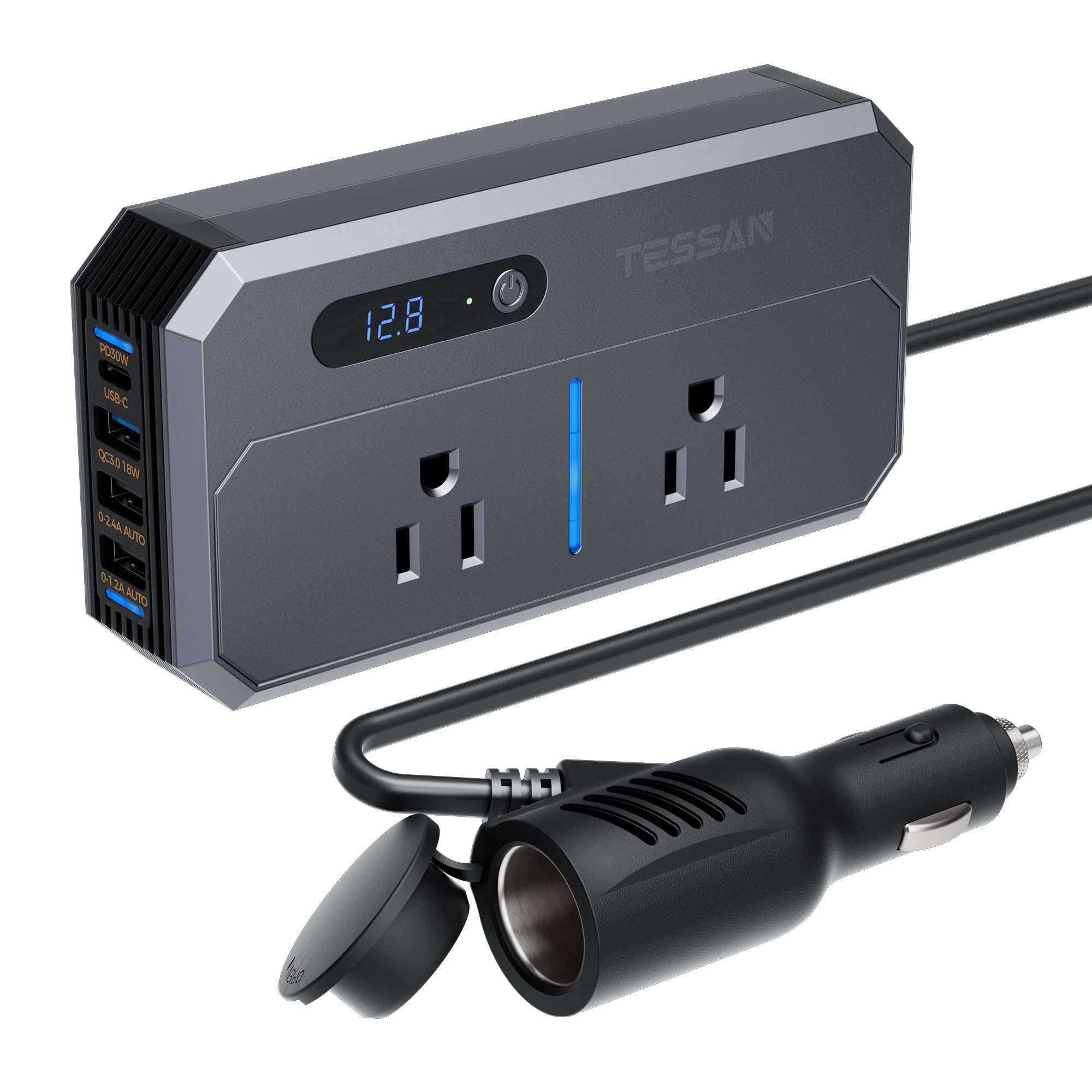 Inversor De Energia Para Carro Tessan 200w 12v Dc A 110v Ac Com 2 Tomadas