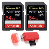 Cartão De Memória Sandisk Securedigital Extreme Pro 64gb, Pacote Com 2