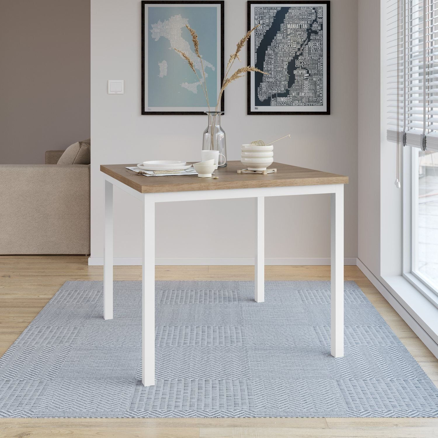 Mesa Quadrada 90cm Para Sala De Jantar Tampo Bp Adriana Branco