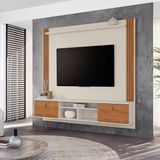 Painel Para Tv Até 75 Polegadas Pierre 180cm Pérola Metalizado/cinamomo Mel