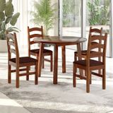Conjunto Com Mesa De Jantar Redonda E 4 Cadeiras Estofadas Em Madeira Maciça Parit Espresso Móveis Nogal