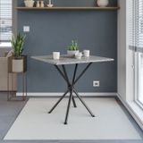 Mesa Quadrada 70cm Para Sala De Jantar Tampo Granito Leia Preto /ocre
