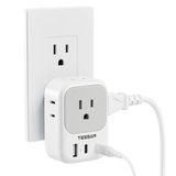 Carregador De Parede Usb Tessan Outlet Splitter Com 4 Tomadas Ac E 3