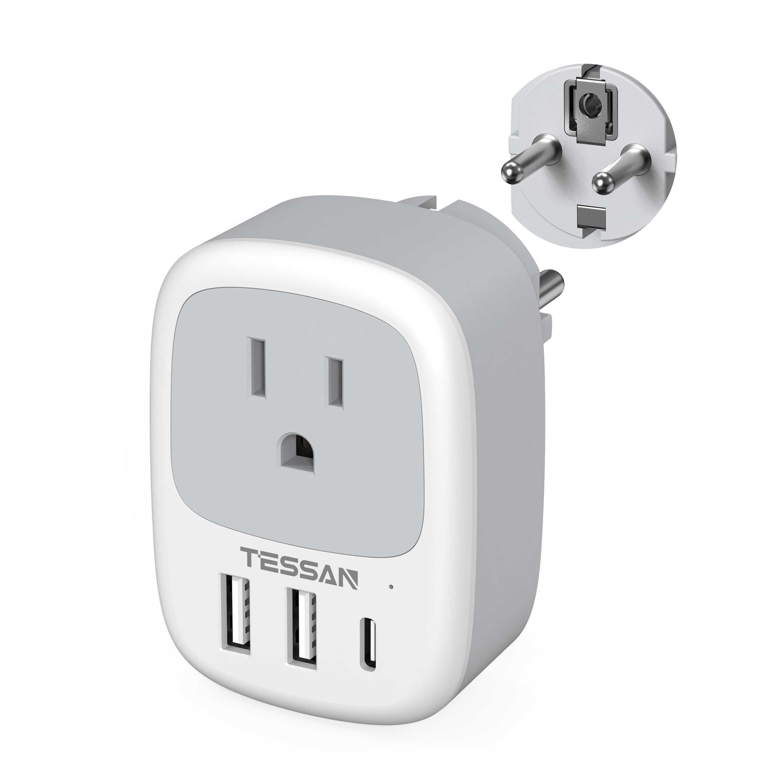 Adaptador De Plugue Tessan Tipo E/f Alemanha França Com 3 Portas Usb