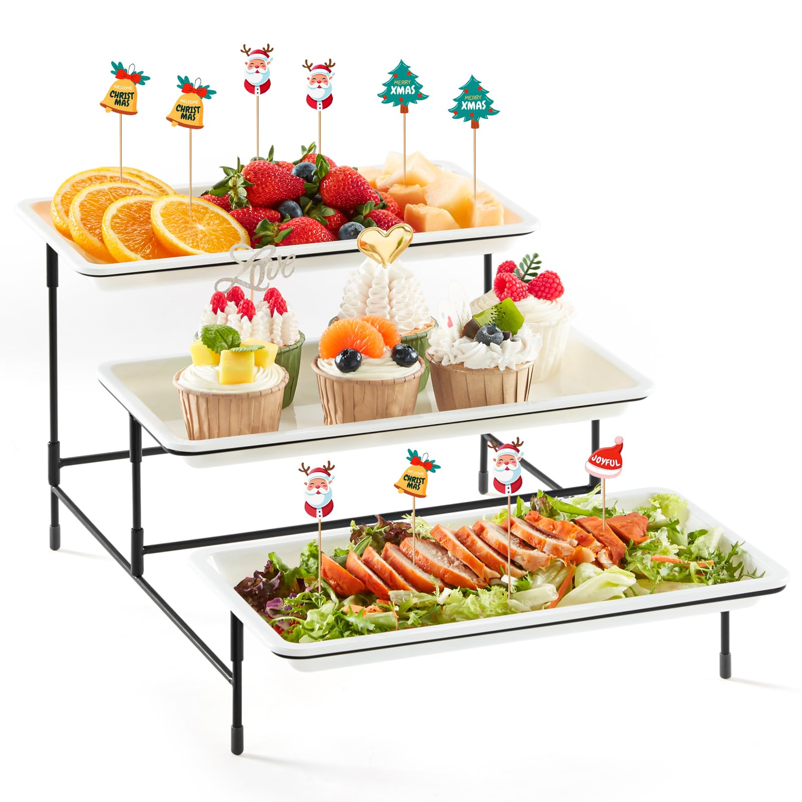 Bandeja De Servir Lifewit De Plástico De 3 Camadas Para Festa 49,5 X 30,5 X 21 Cm