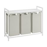Cesto De Roupa Suja Vasagle Laundry Sorter 3 X 38l Branco Ublh301w
