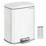 Lata De Lixo Songmics 20l De Aço Inoxidável Com Tampa Branca Ultb543w