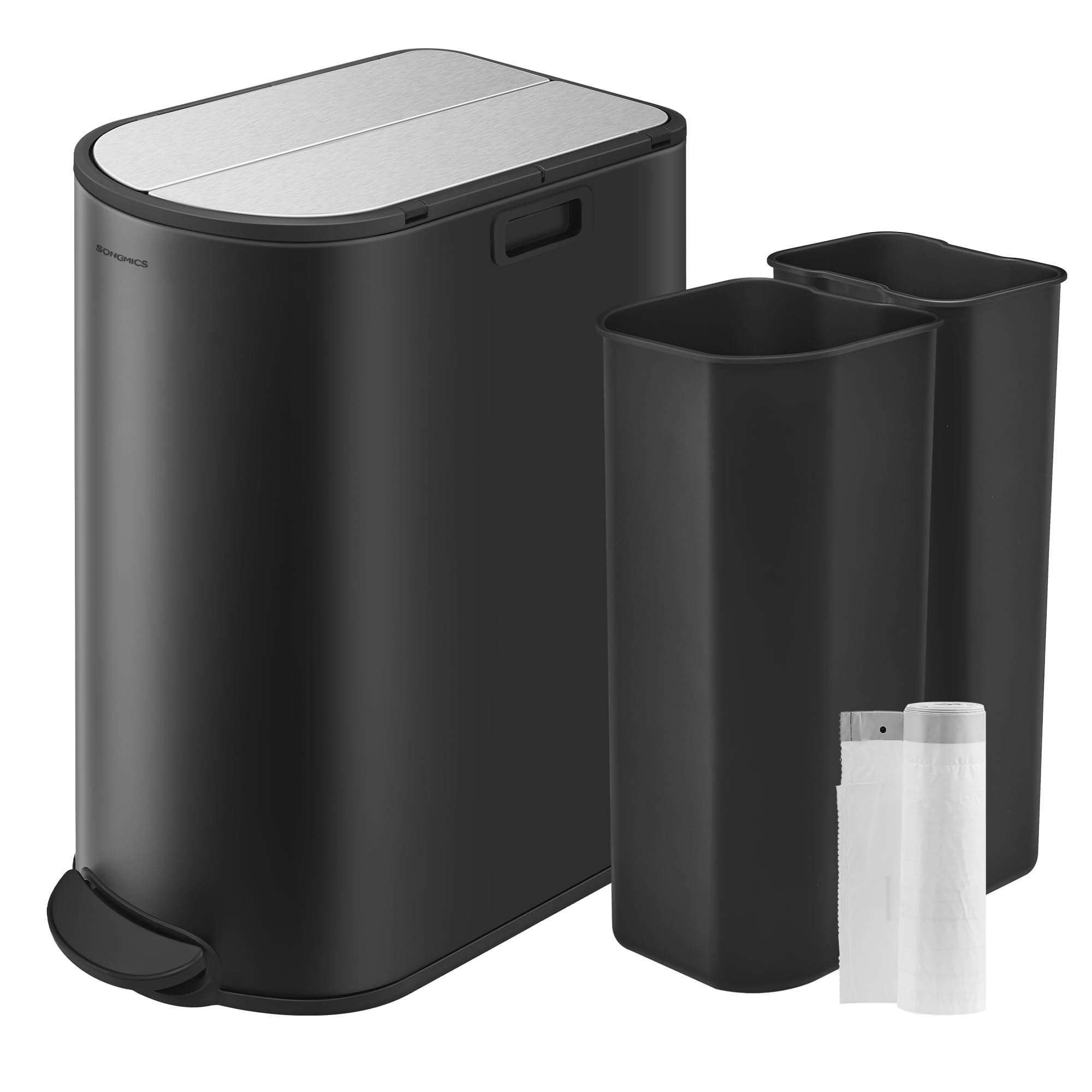 Lata De Lixo Songmics 49l Dual Kitchen With Wing Tamps Stainless S