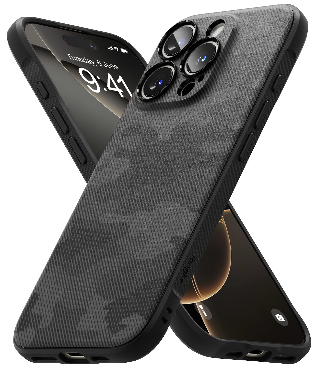 Capa De Celular Ringke Onyx Camo Preta Para Iphone 16 Pro