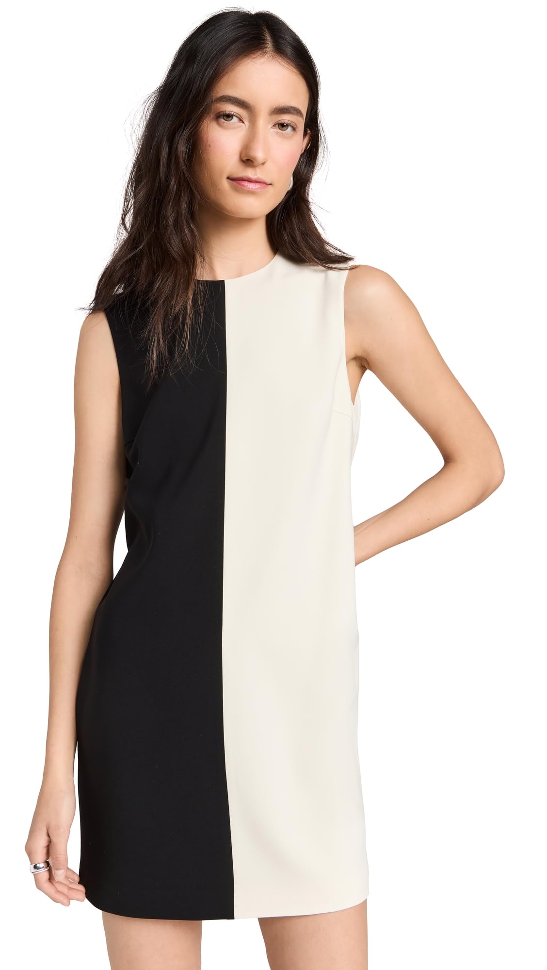 Dress Theory Split Shift Preto/rice Colorblock Tamanho 8 Mulheres