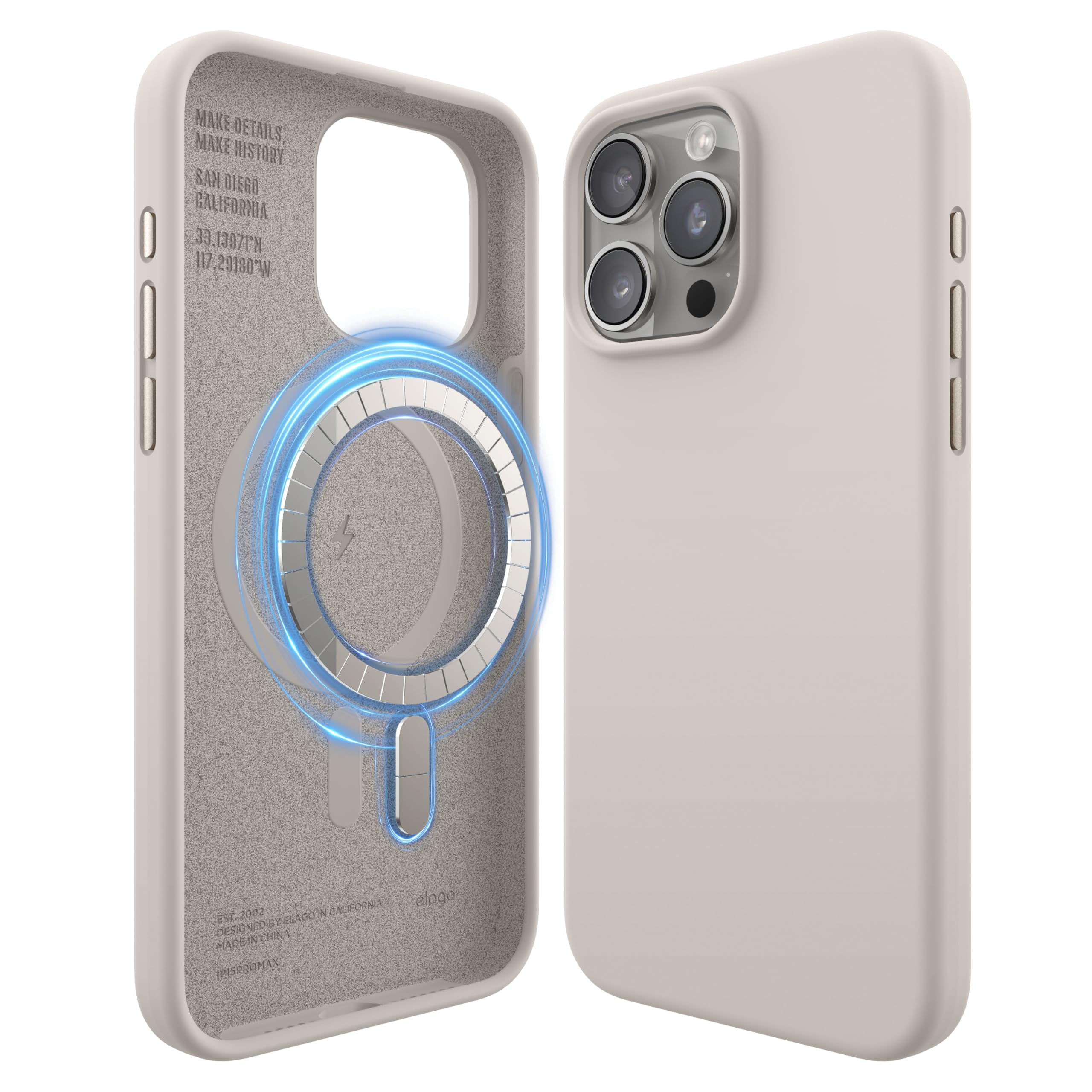 Capa Elago De Silicone Magnético Para Iphone 15 Pro Max [stone]