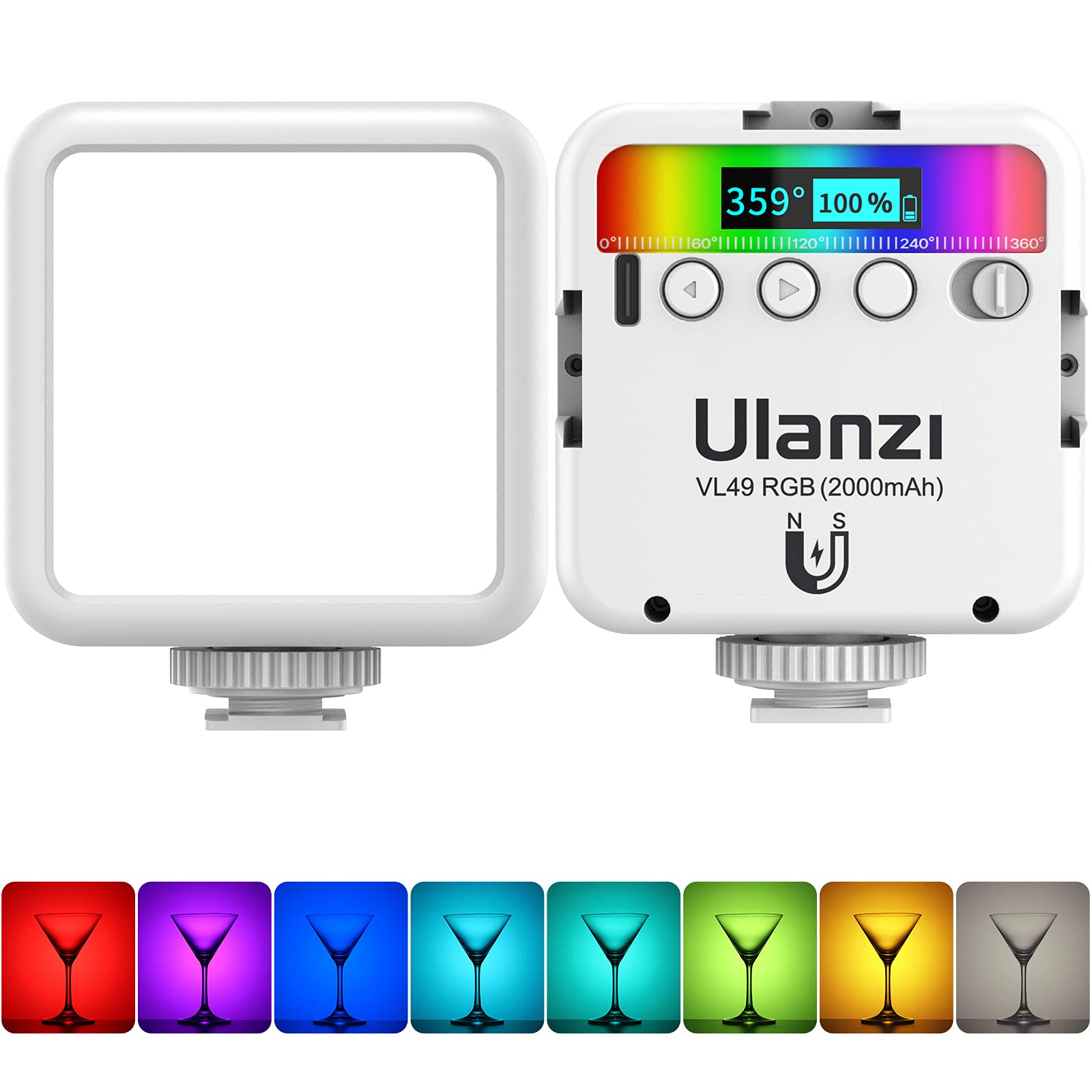 Luzes De Vídeo Ulanzi Vl49 Rgb Led Branco Com 3 Cold Shoe 2000mah