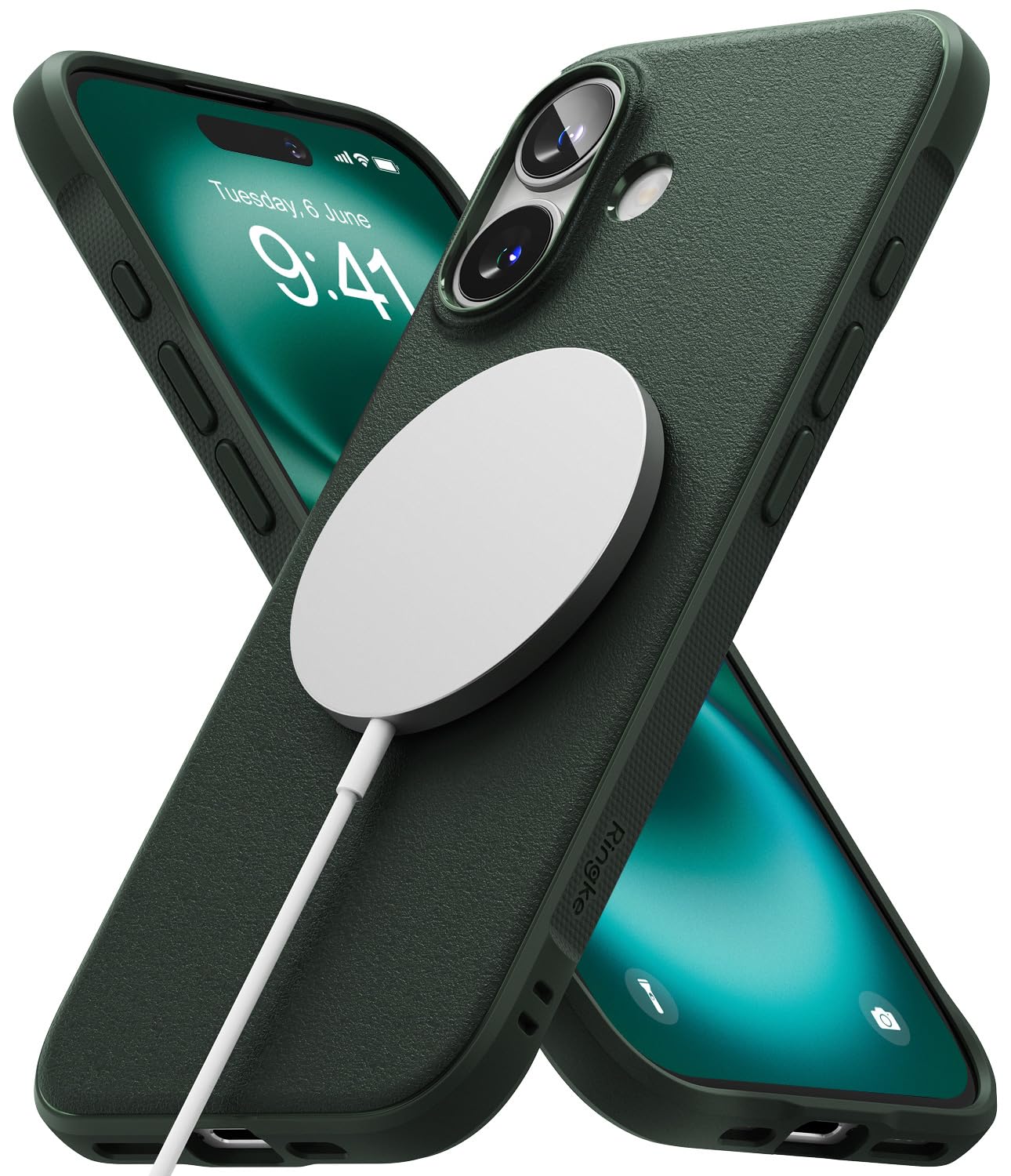 Capa Ringke Onyx Compatível Com Iphone 16 Com Magsafe Verde Escuro
