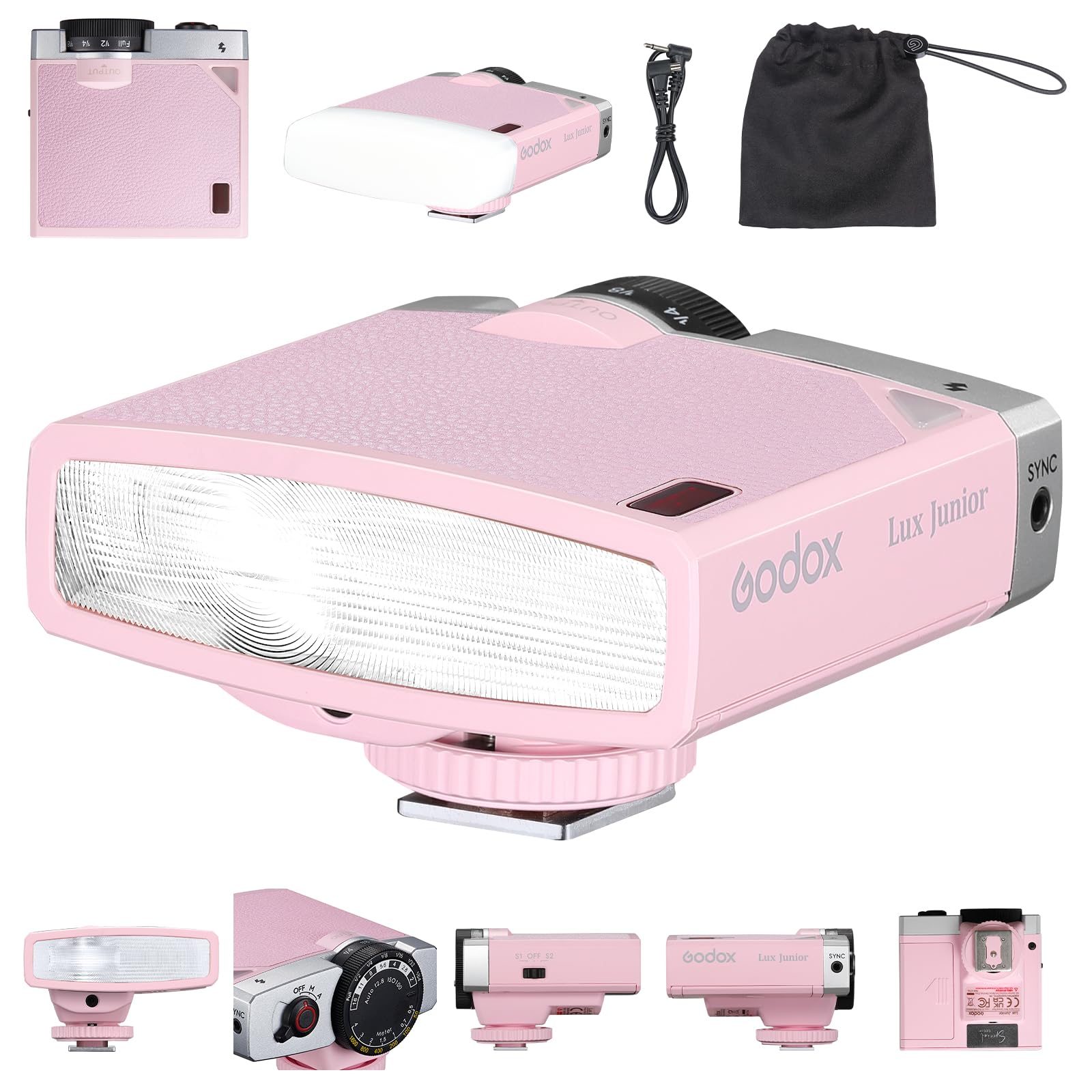 Câmera Flash Godox Lux Junior Retro Gn12 6000k±200k Rosa
