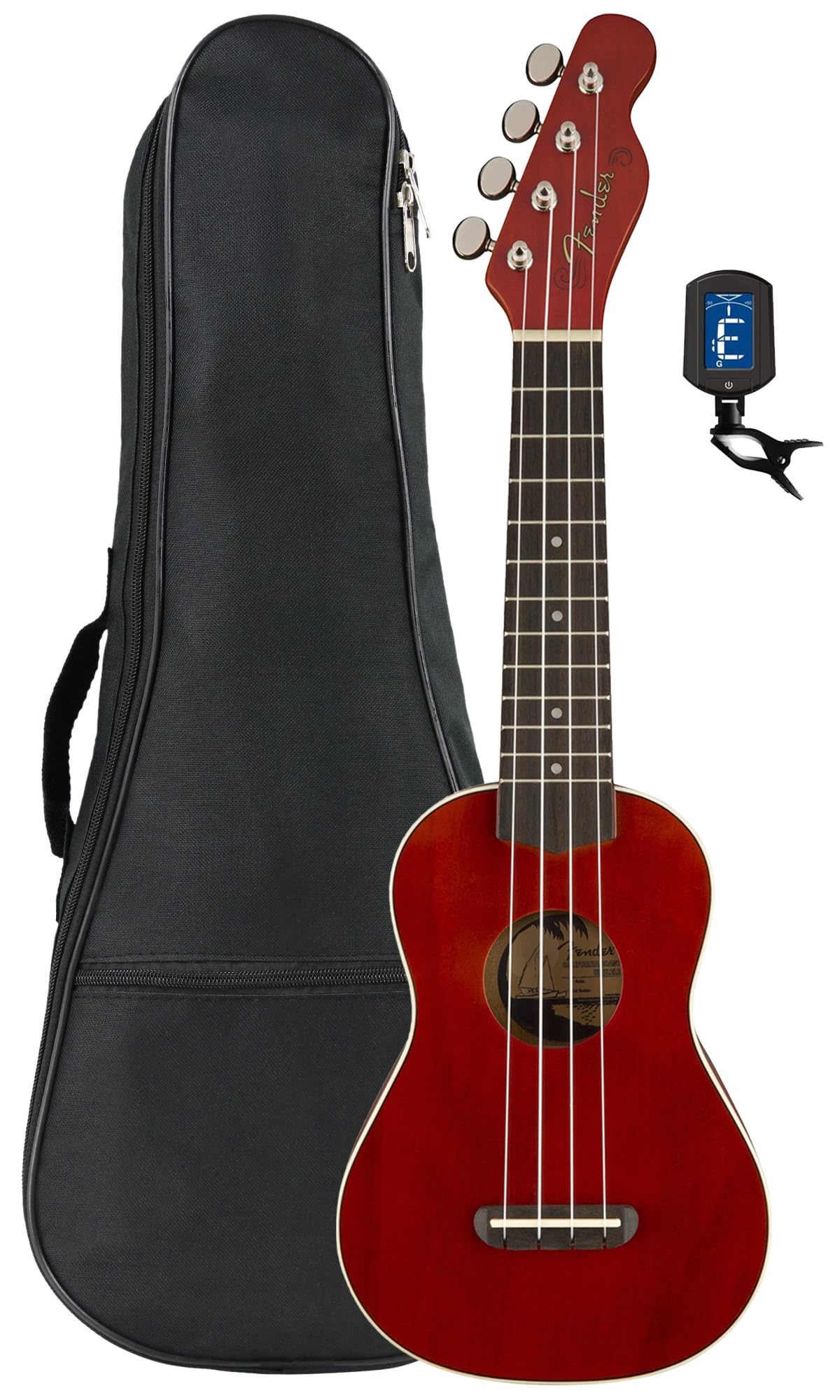 Ukulele Fender Venice Soprano Cherry Com Bolsa E Afinador
