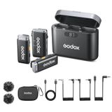 Microfone De Lapela Sem Fio Godox Wec Kit2 Com Cancelamento De Ruído