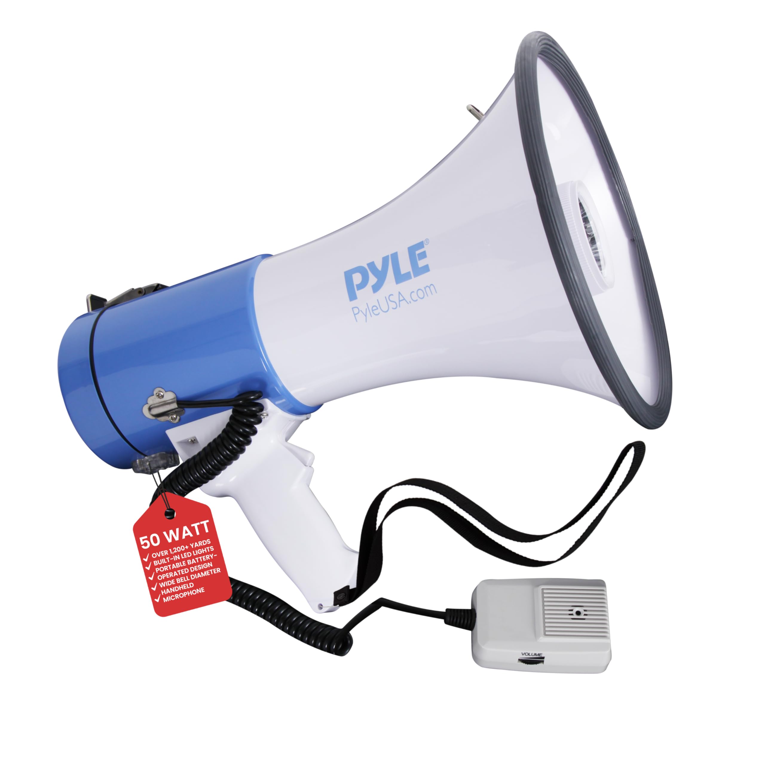 Alto-falante Megafone Pa Pyle Compact 50w Com Lanterna Led E