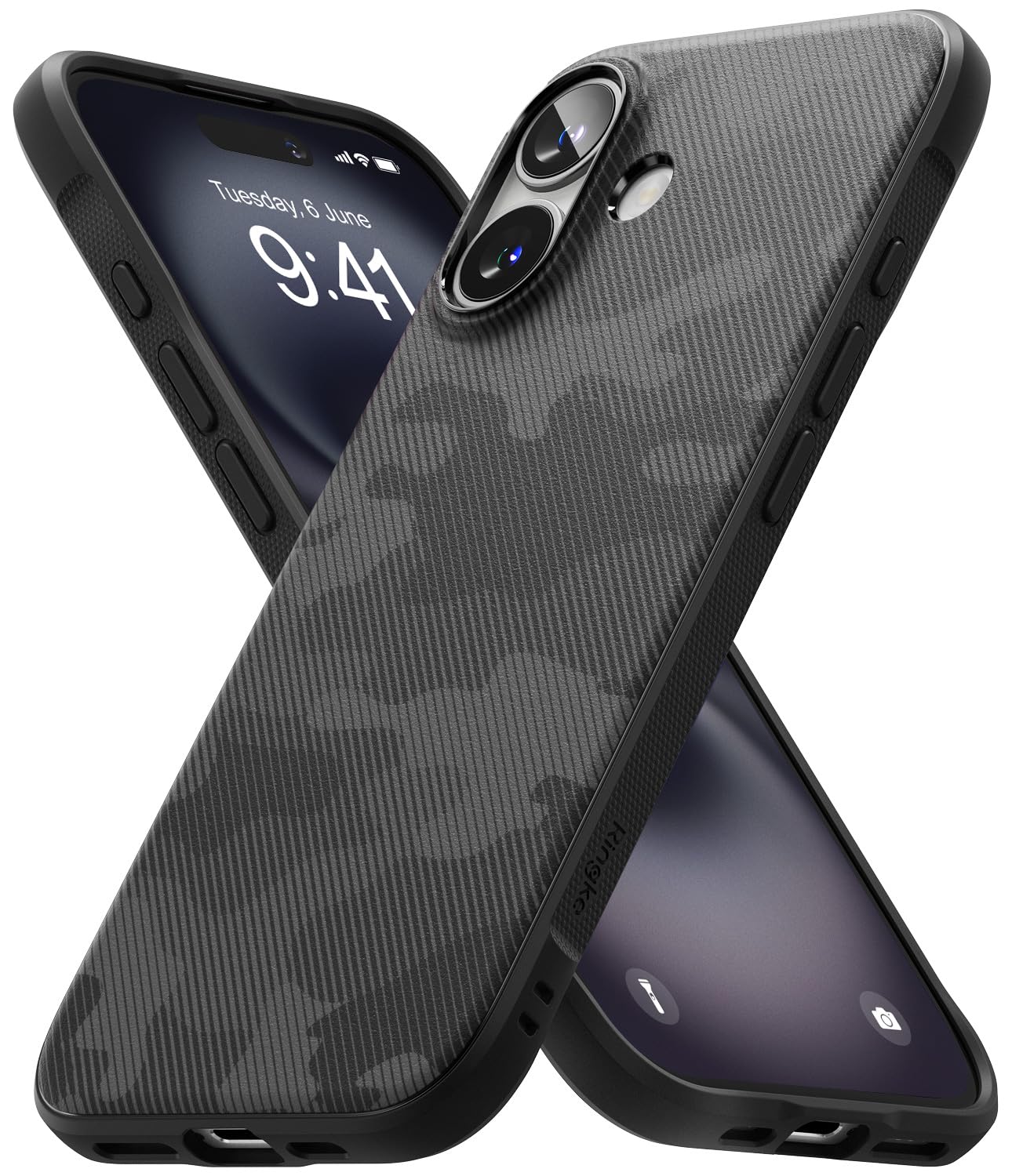 Capa De Celular Ringke Onyx Camo Preta Para Iphone 16 Plus